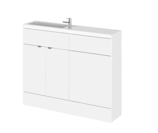 Hudson Reed Fusion White Gloss 1200mm Slimline Combination Furniture Pack